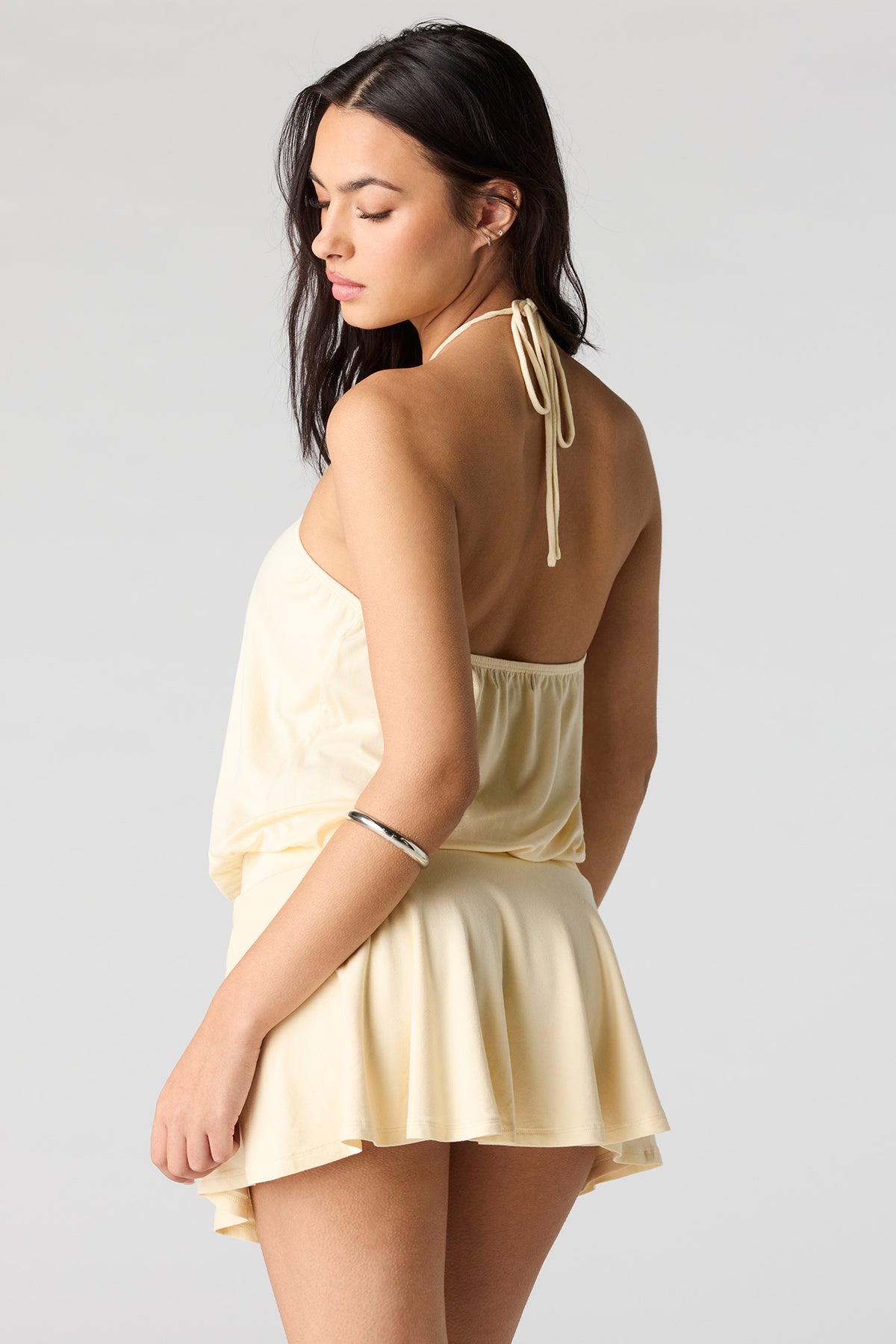 Alt View 3. Fit & Flare Mini Halter Dress - Yellow