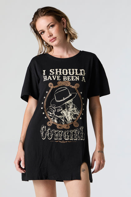 Should've Been a Cowgirl Graphic T-Shirt Dress
