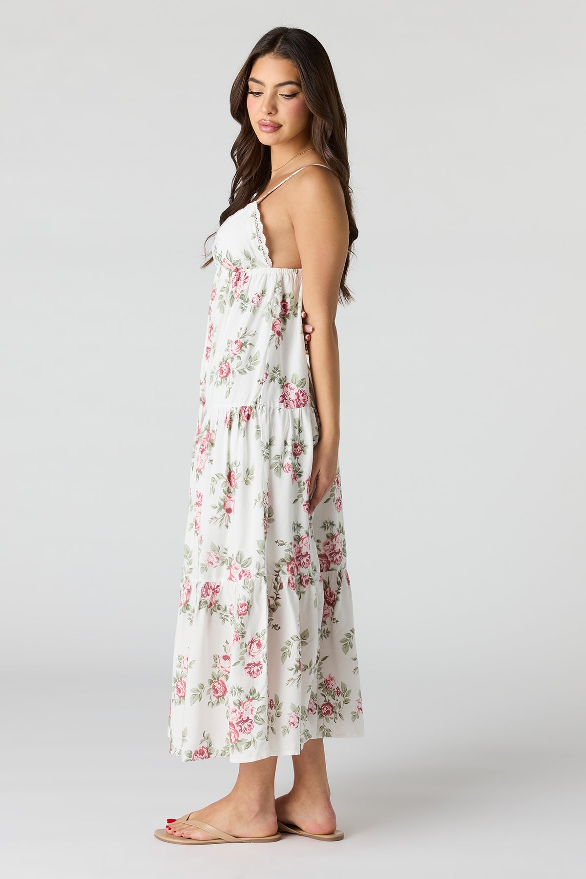 Alt View 2. Floral Babydoll Maxi Dress - Off White