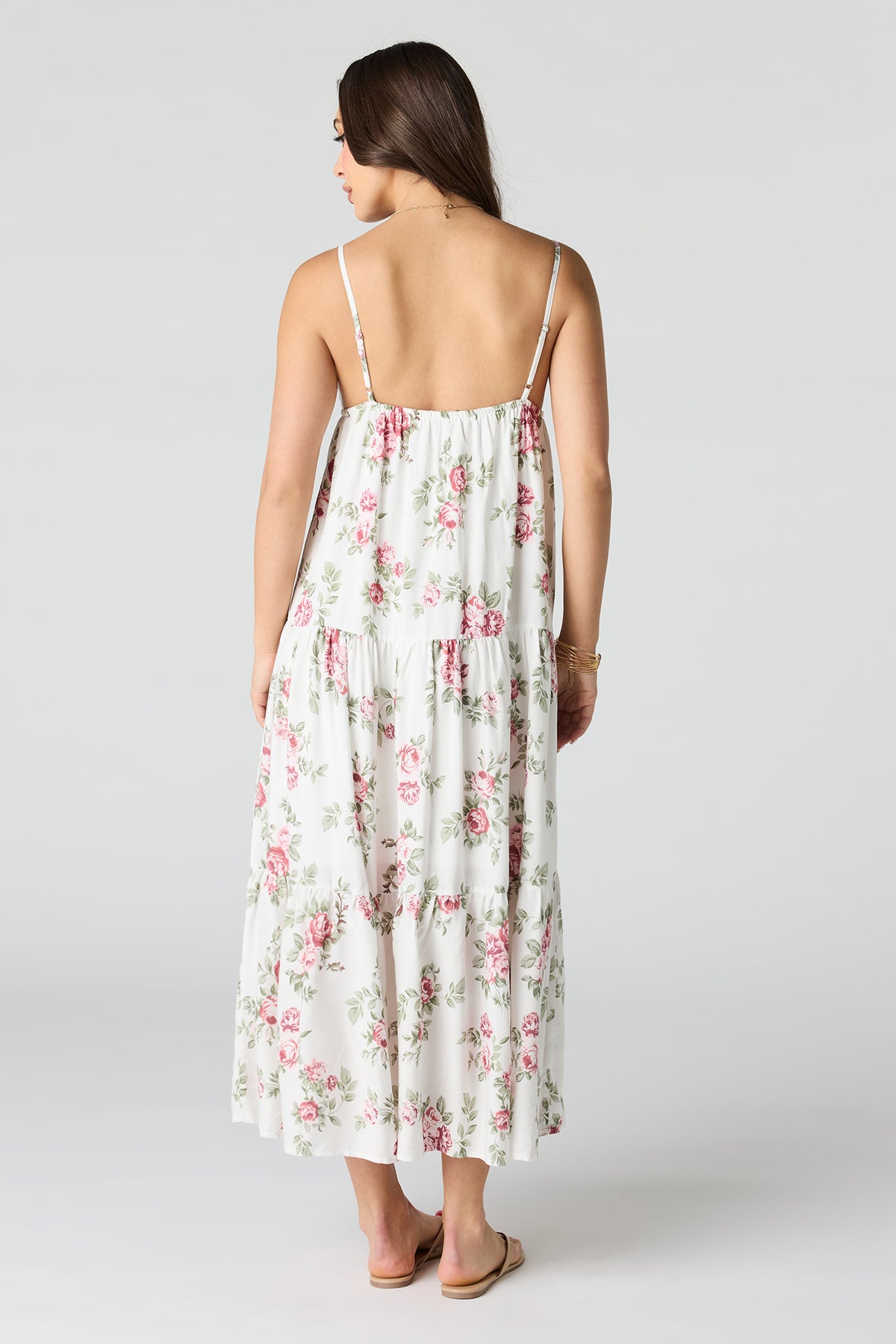 Alt View 3. Floral Babydoll Maxi Dress - Off White