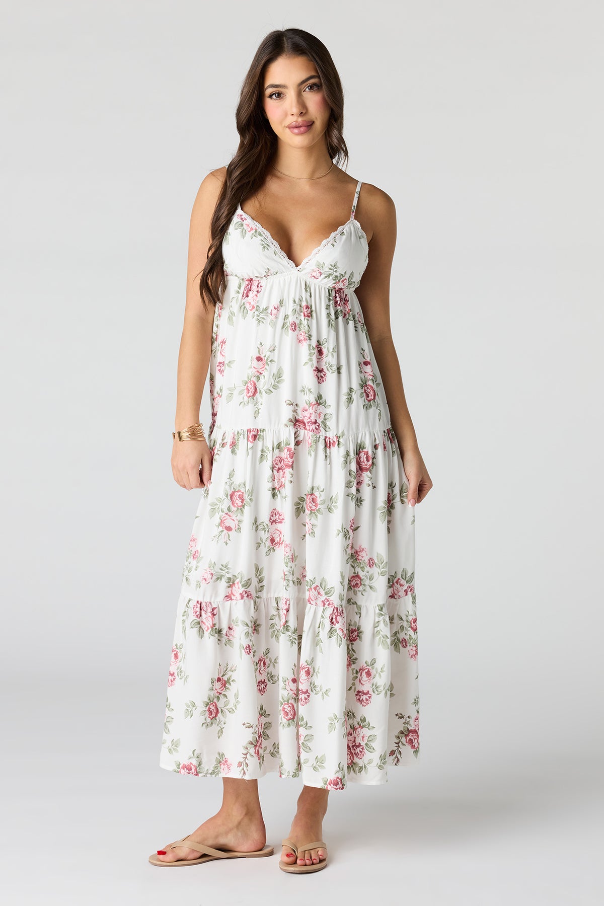 Floral Babydoll Maxi Dress - Off White