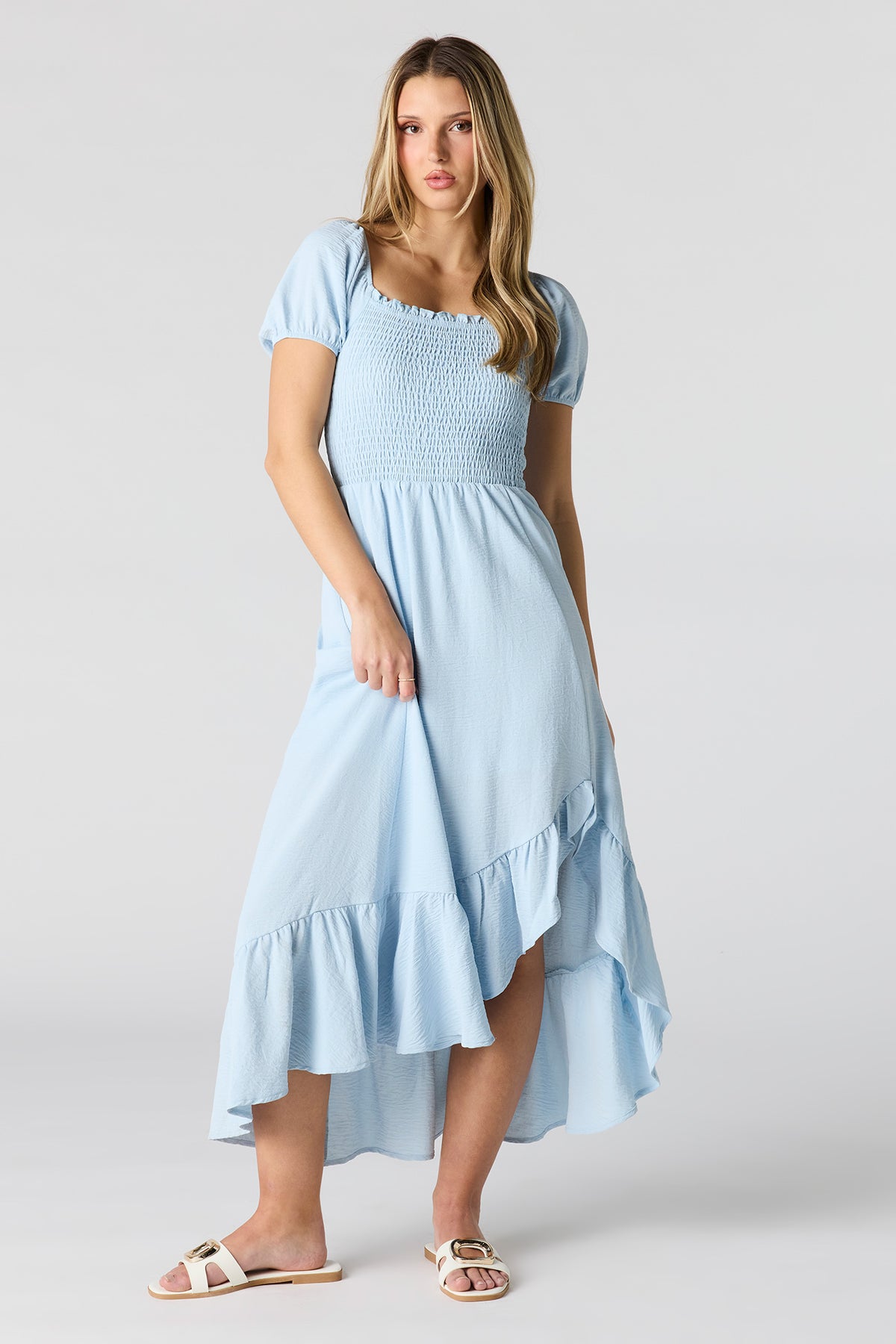 Floral Print Smocked High-Low Dress – Urban Planet