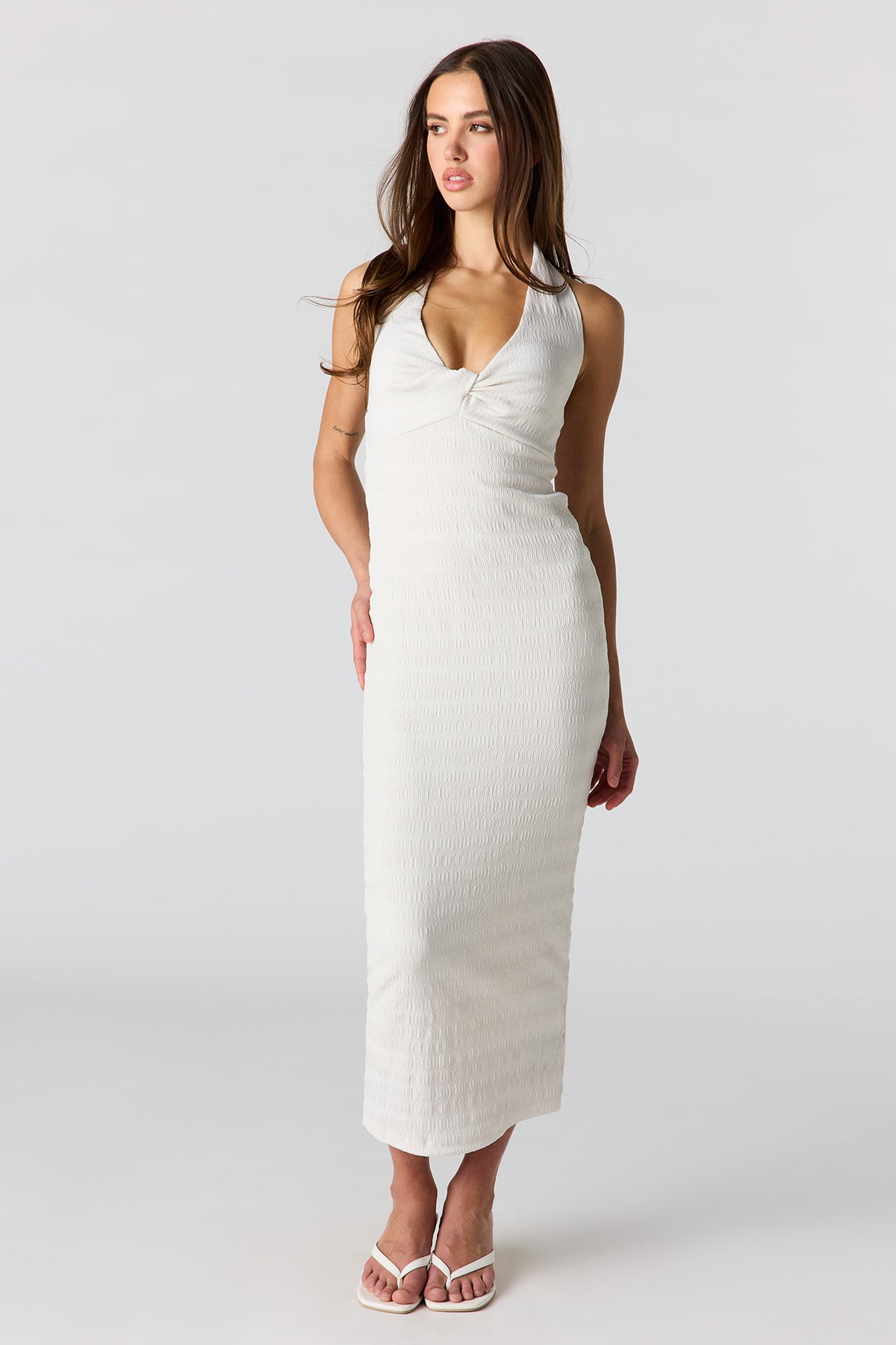 Robe midi bain-de-soleil en tricot texturé
