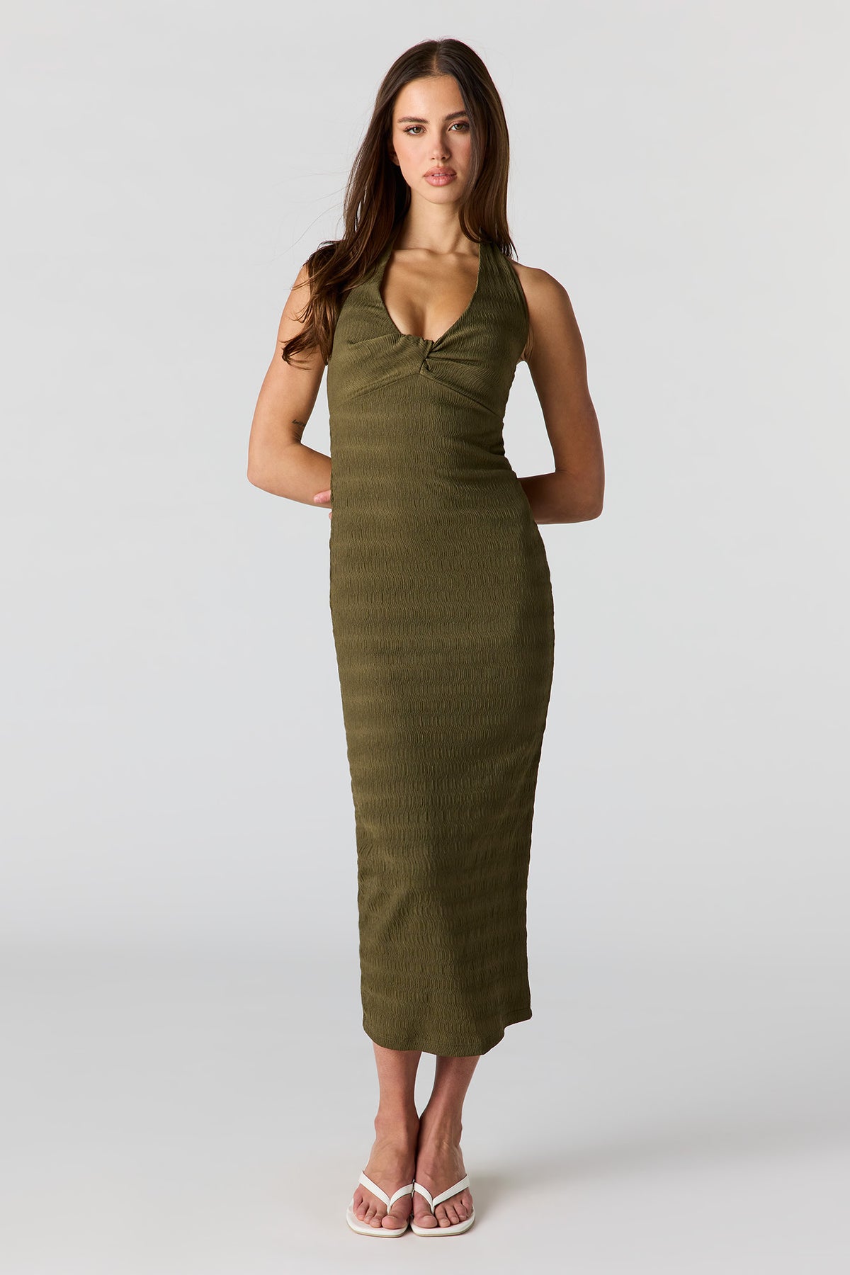 Robe midi bain-de-soleil en tricot texturé