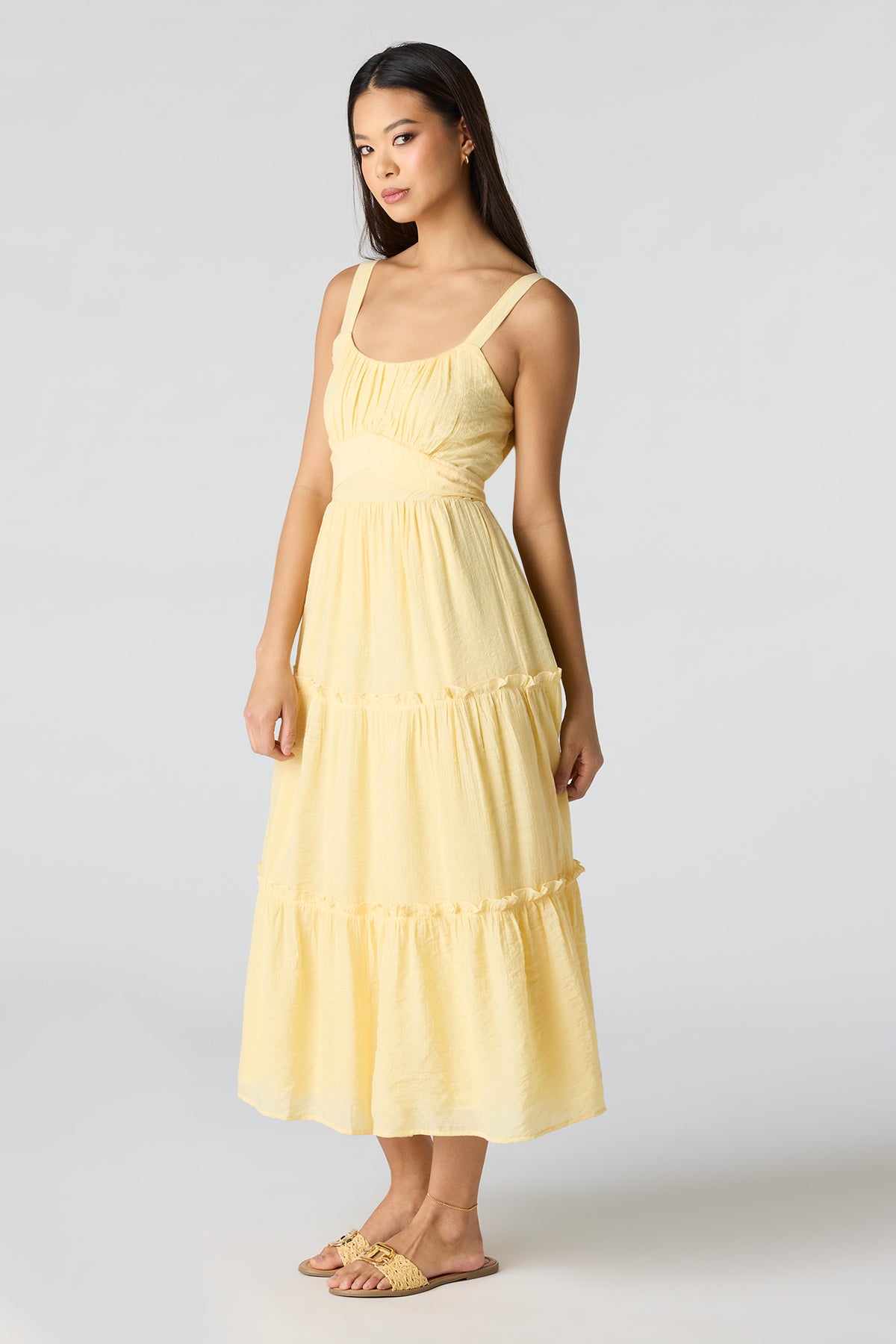 Vue alternative 2. Robe midi volantée avec attache à la taille