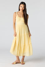 Robe midi volantée avec attache à la taille