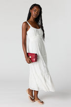 Tie Waist Tiered Midi Dress