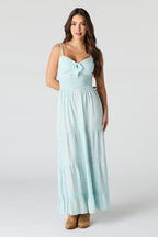 Robe maxi volantée avec boucles