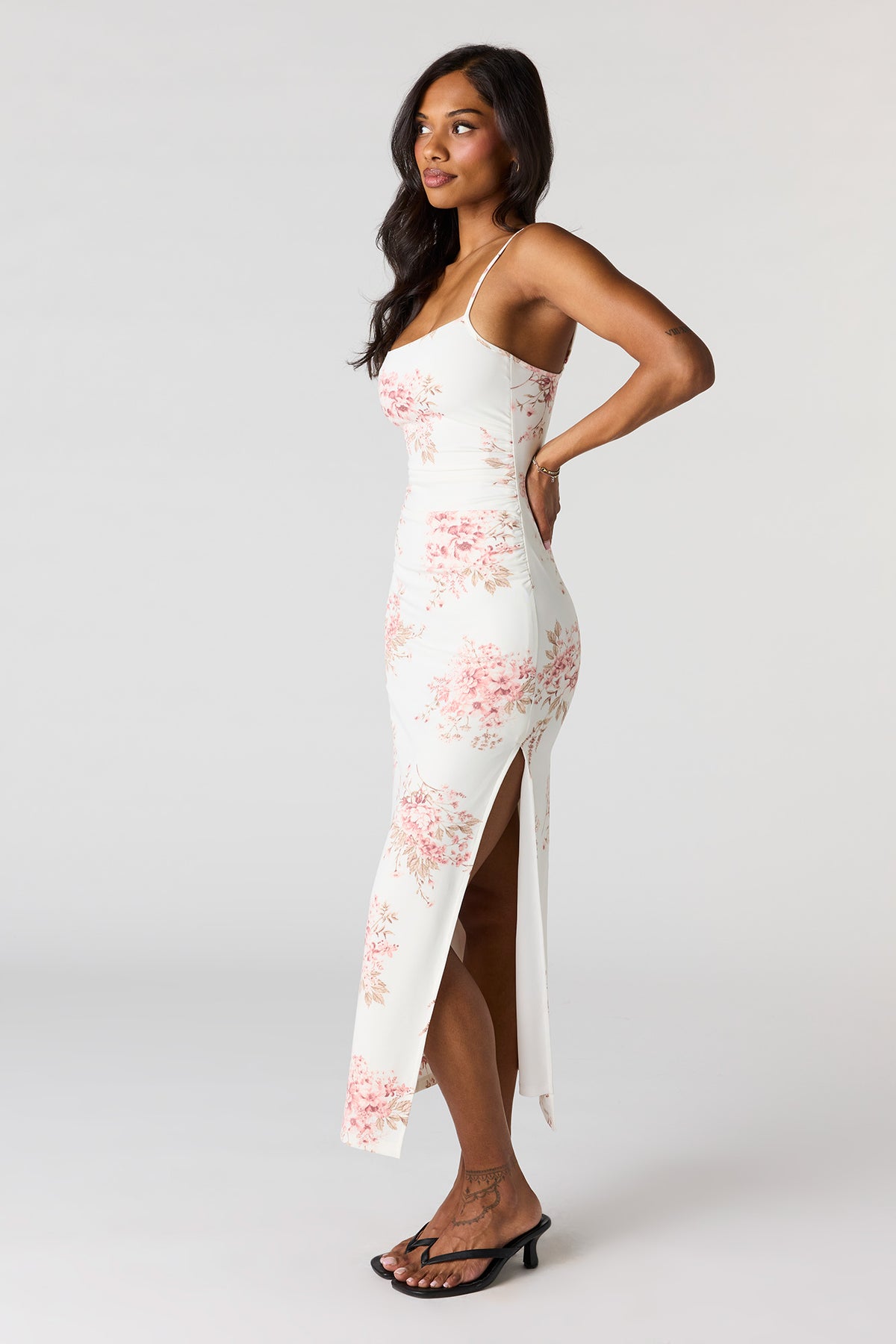 Alt View 3. Ruched Bodycon Midi Dress - Ivory