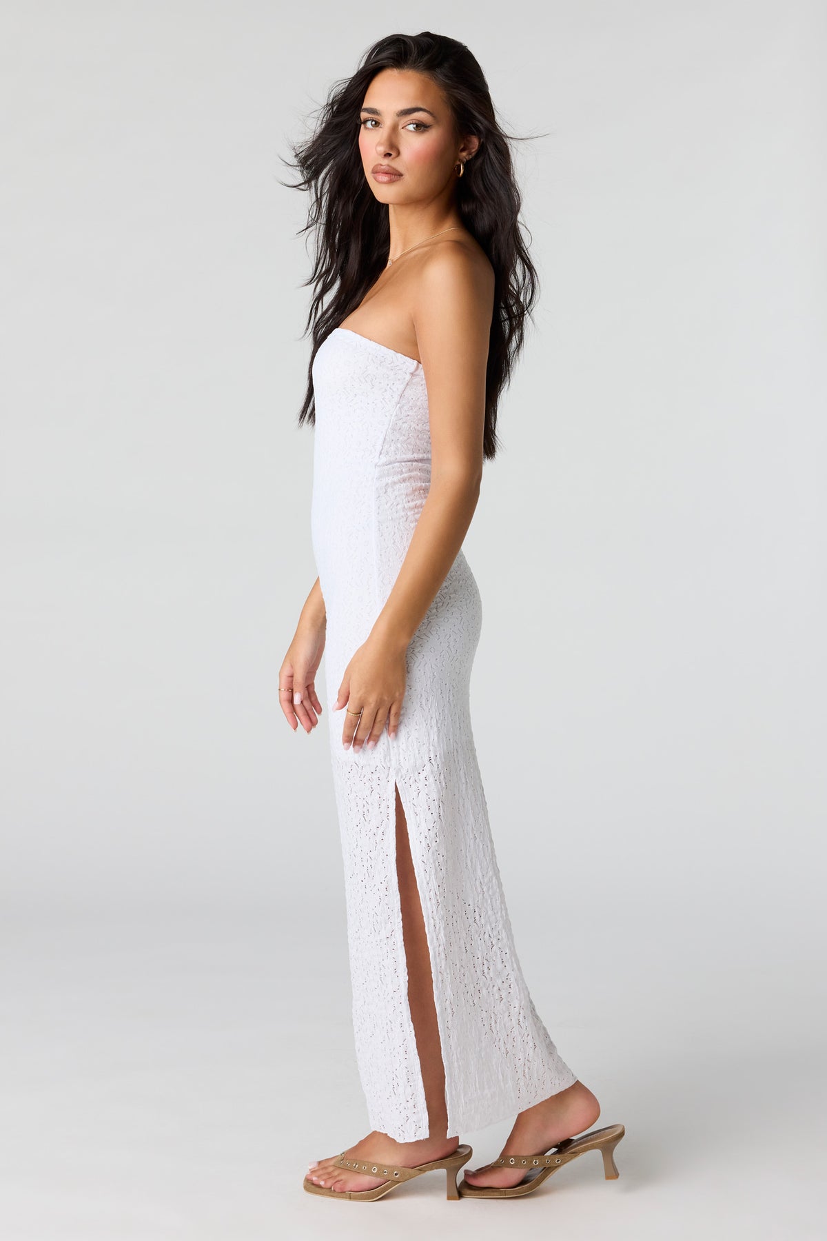 Alt View 2. Lace Maxi Tube Dress - White