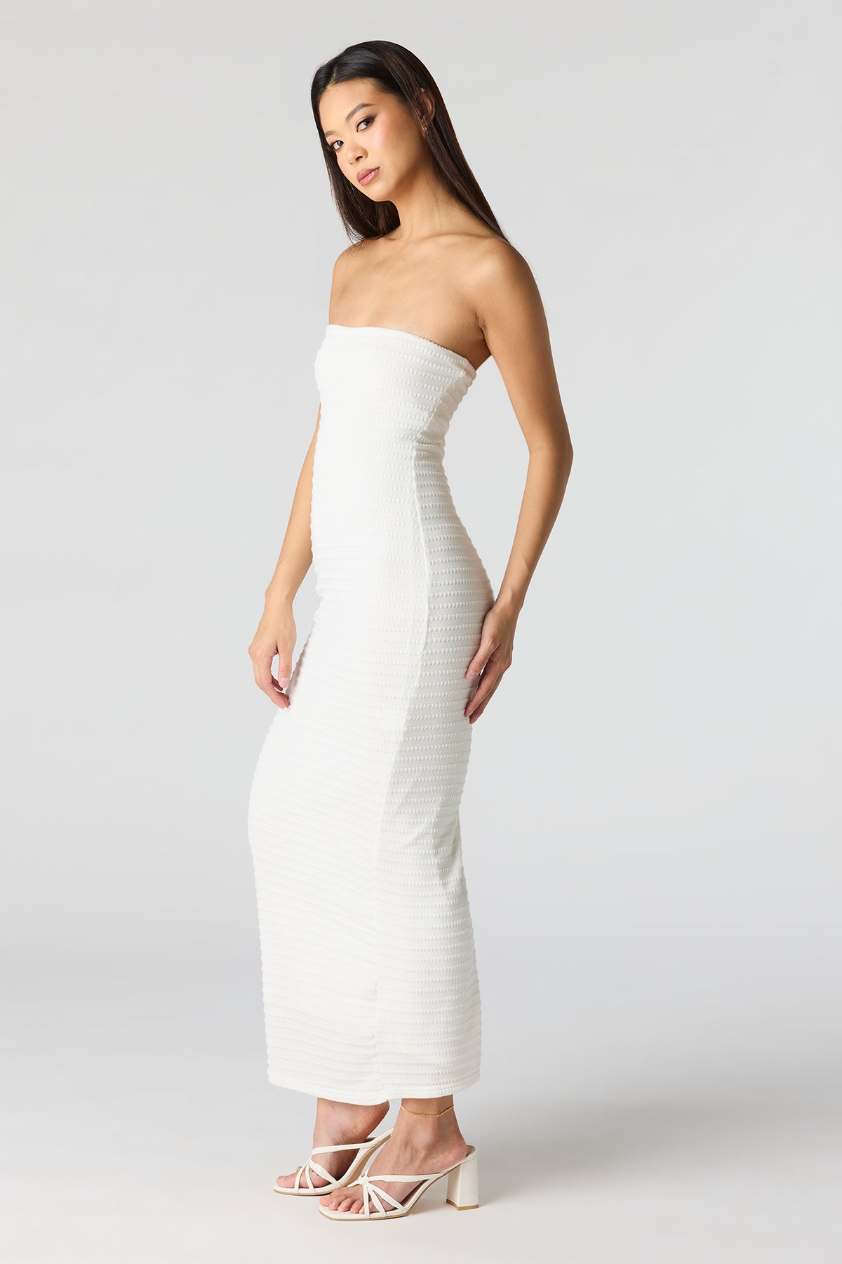 Alt View 2. Knit Strapless Maxi Dress - Cream