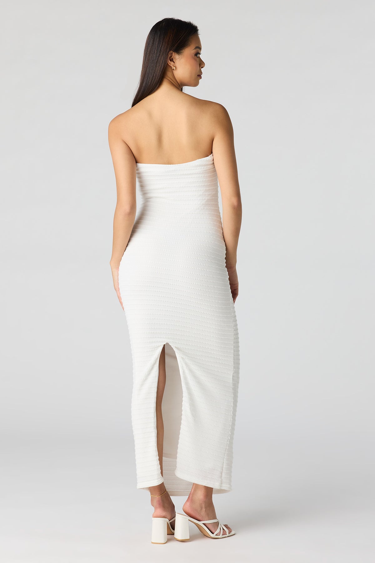 Alt View 3. Knit Strapless Maxi Dress - Cream