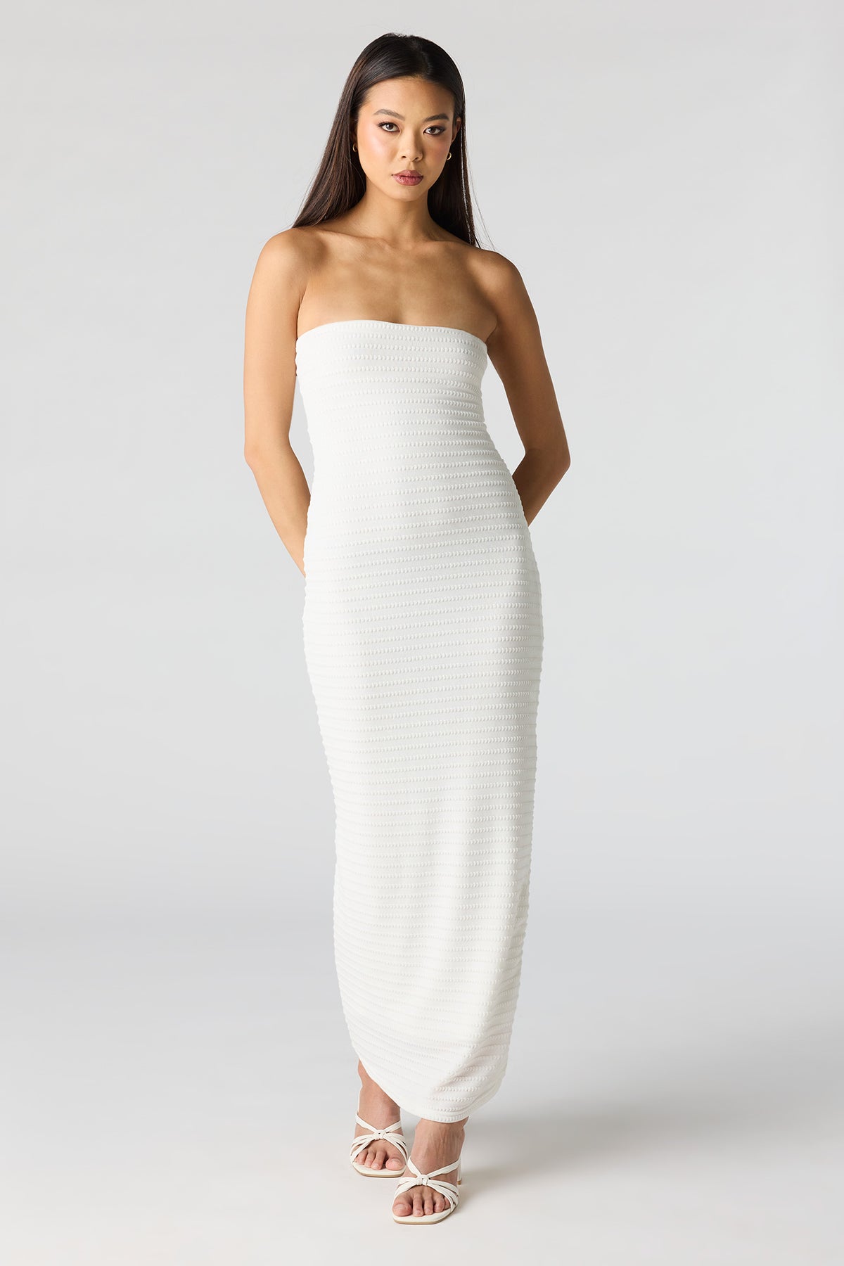 Knit Strapless Maxi Dress - Cream