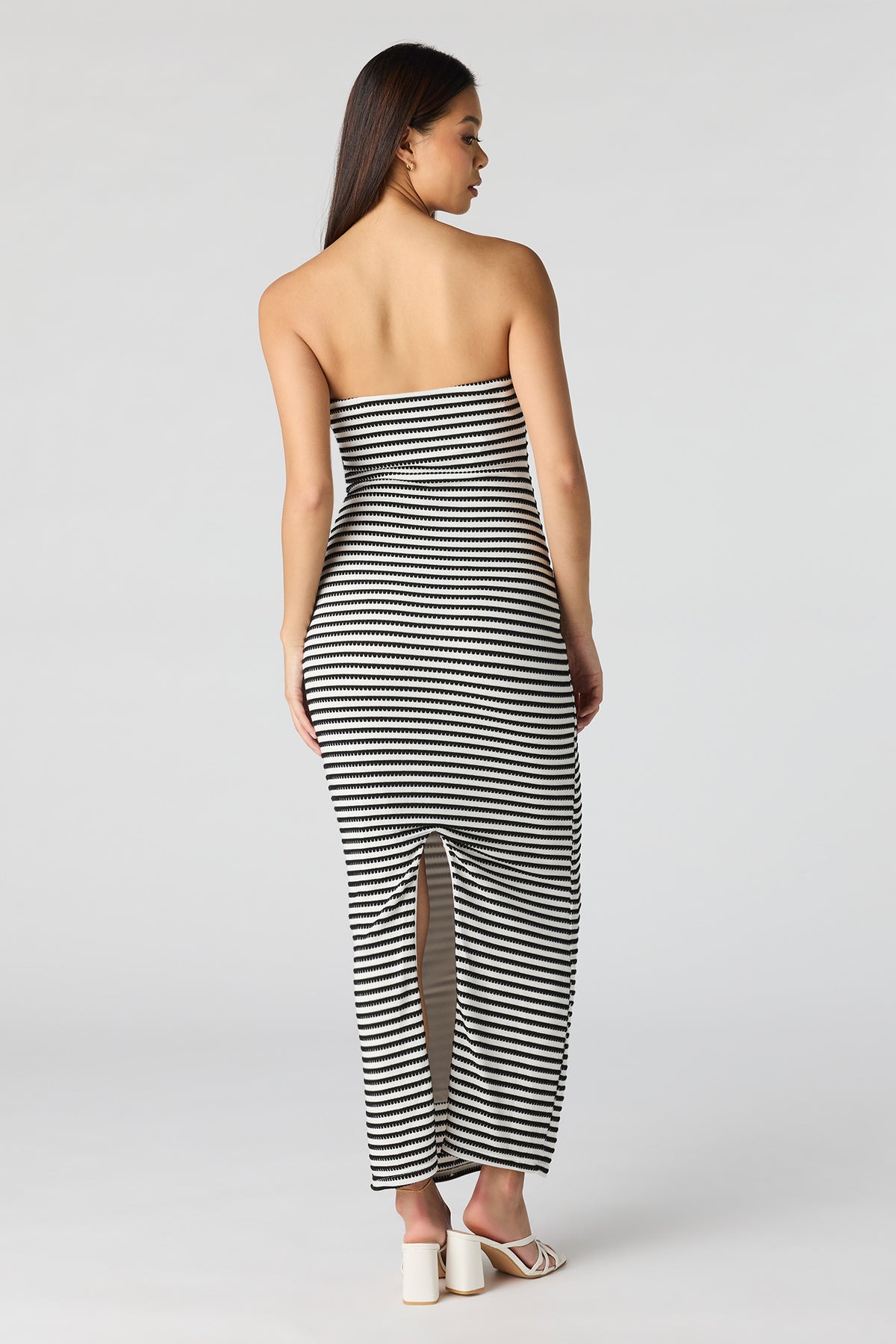 Alt View 3. Knit Strapless Maxi Dress - Black with White