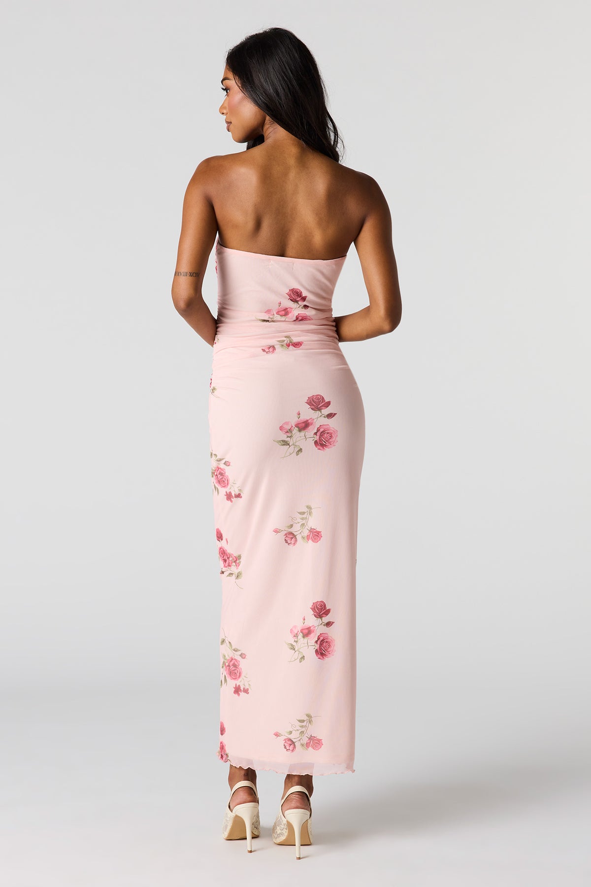 Alt View 3. Mesh Ruched Tube Maxi Dress - Light Pink