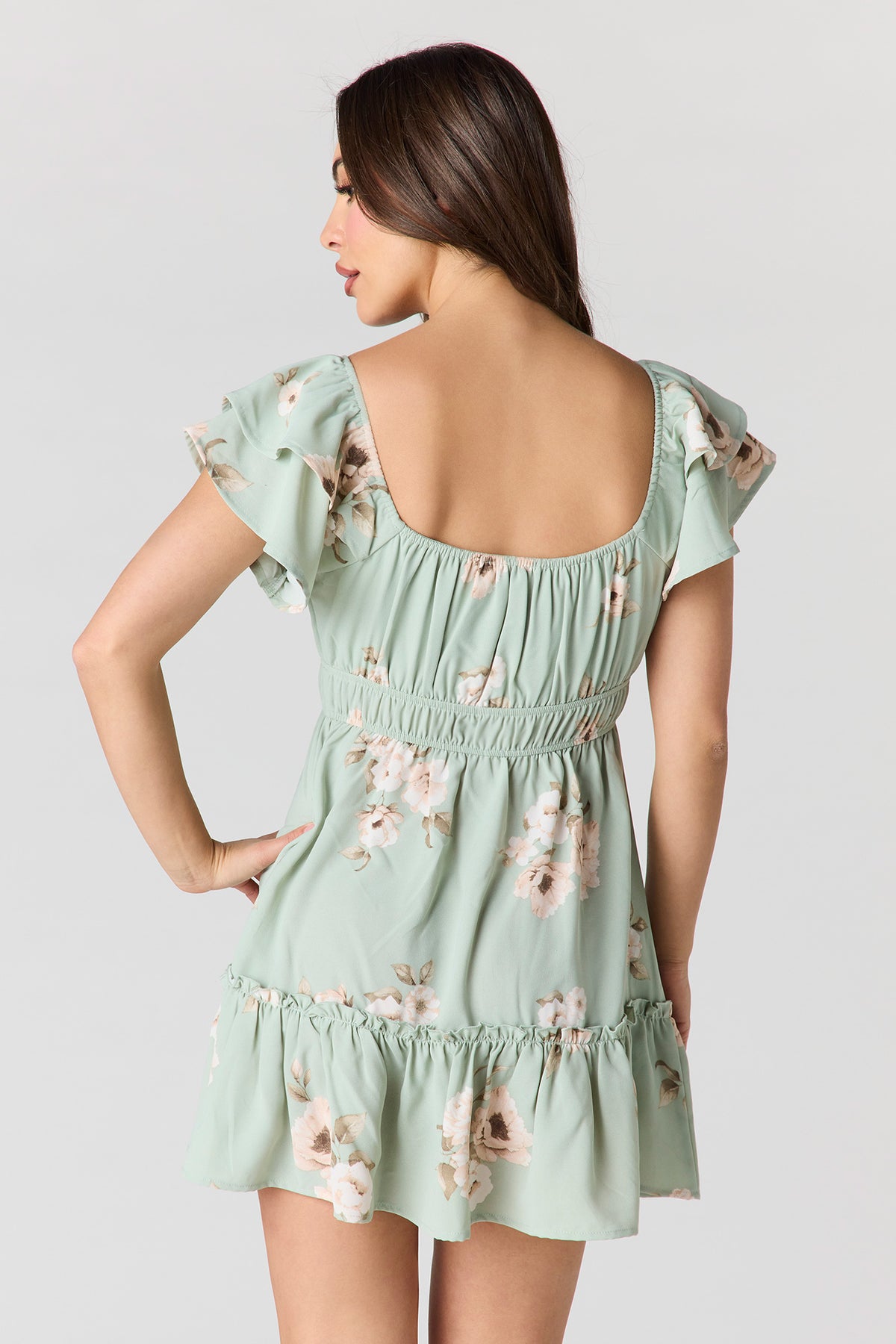 Alt View 2. Flutter Sleeve Mini Dress - Sage