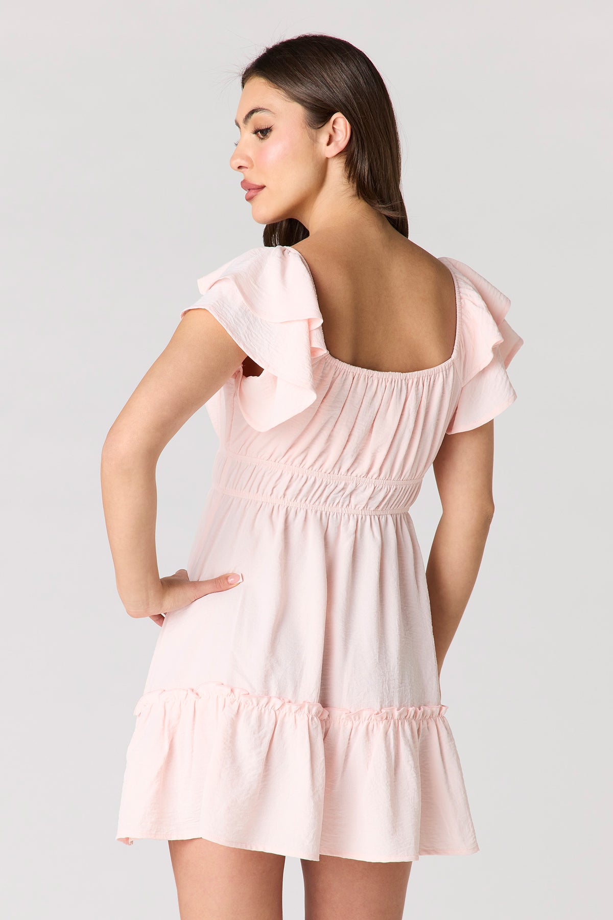 Alt View 2. Flutter Sleeve Mini Dress - Pink