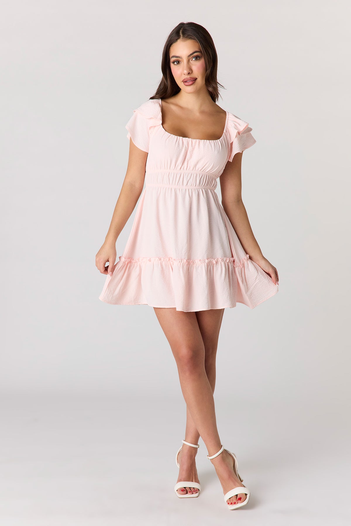 Alt View 3. Flutter Sleeve Mini Dress - Pink