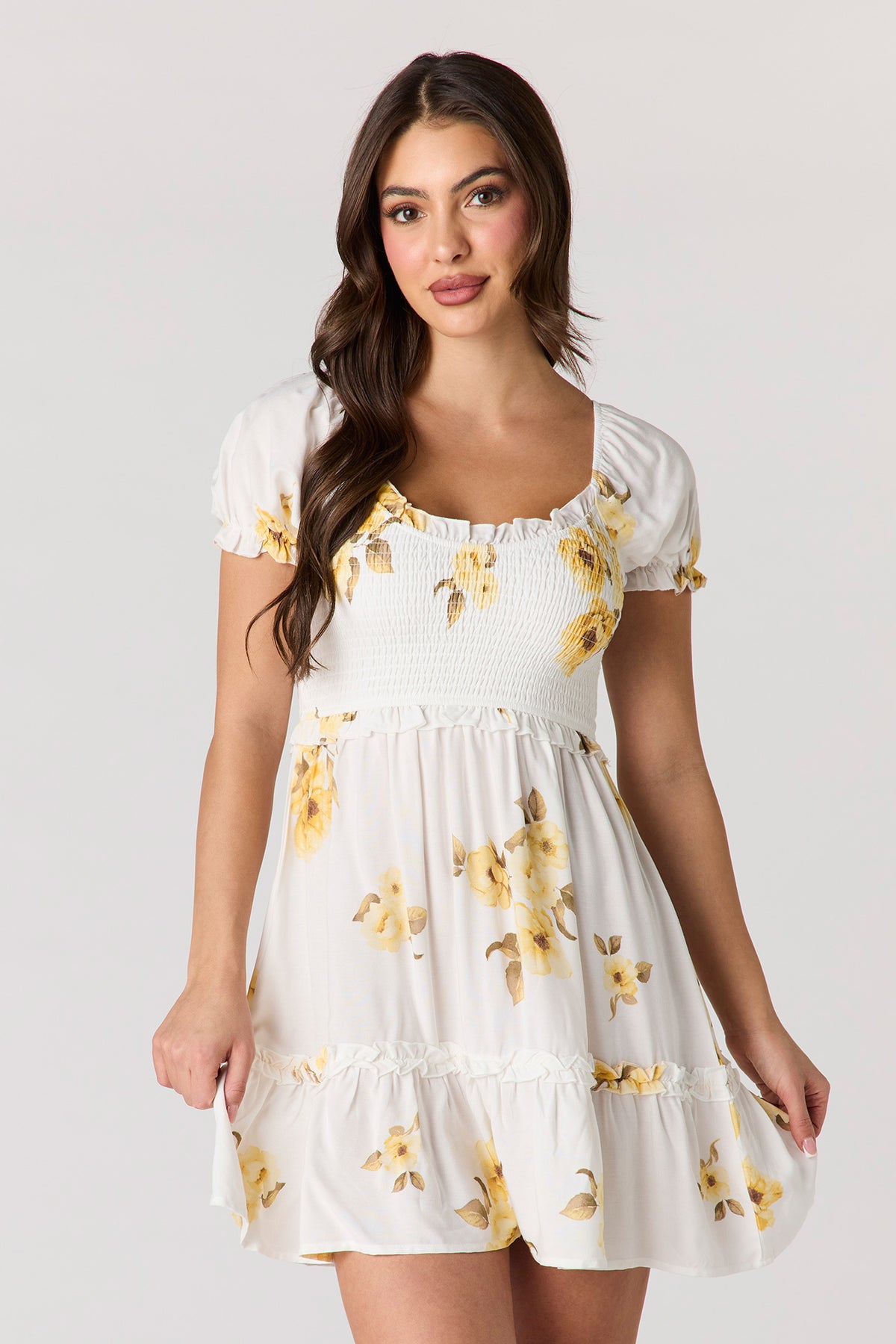 Minirobe smockée fleurie