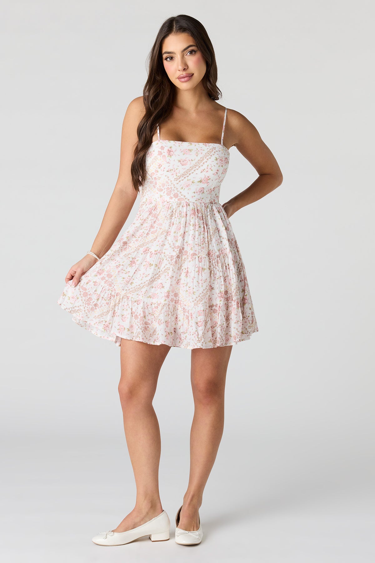Alt View 3. Braless Tie Back Tiered Mini Dress - Ivory