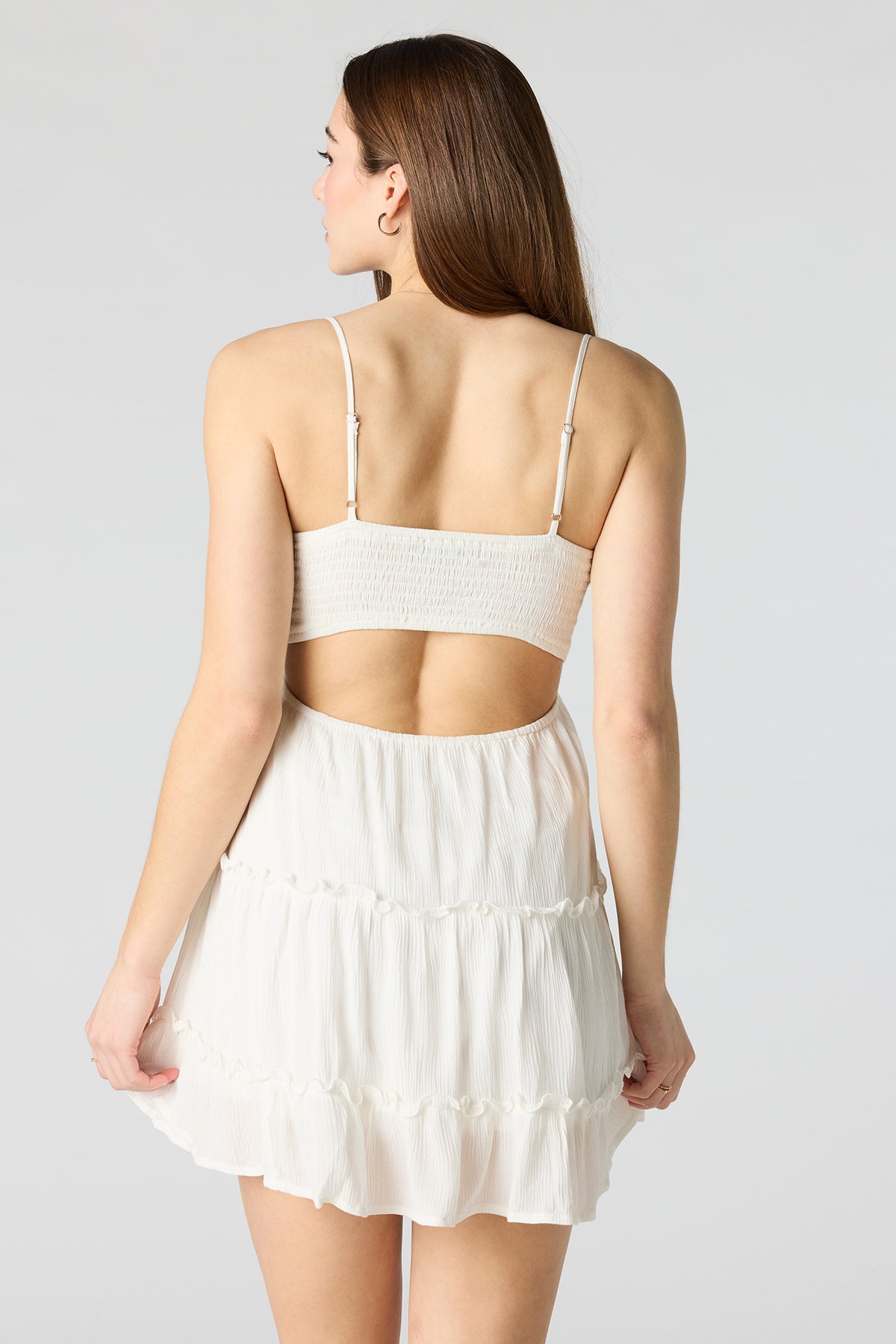 Alt View 2. Lace Tiered Mini Dress - White