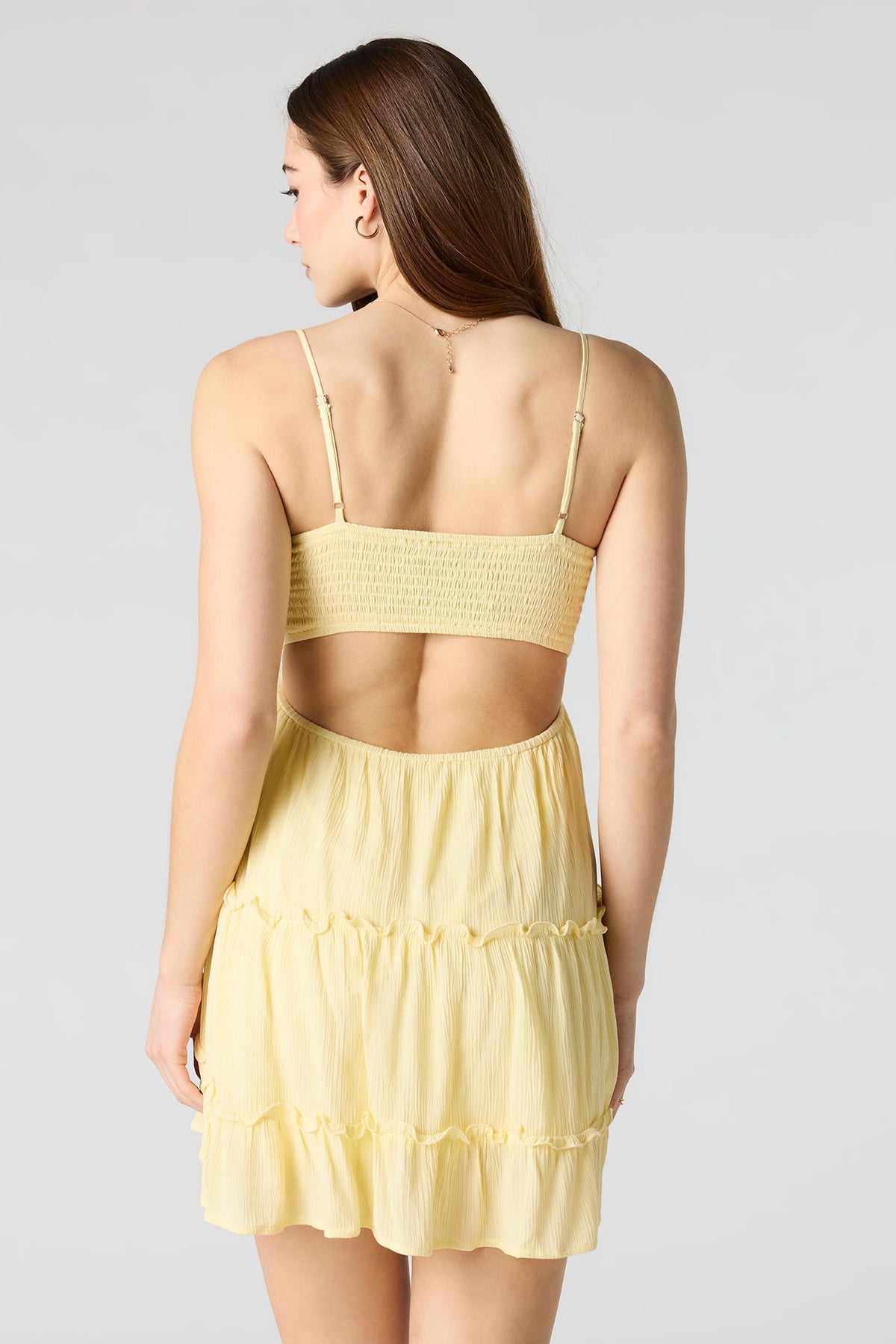 Alt View 2. Lace Tiered Mini Dress - Yellow