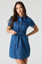 Minirobe t-shirt boutonnée en denim