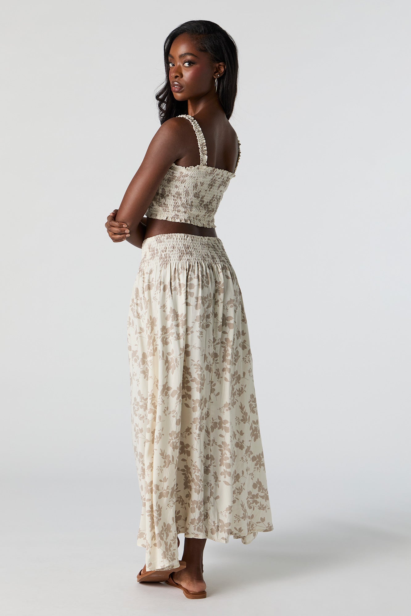 Floral Buttoned Maxi Skirt