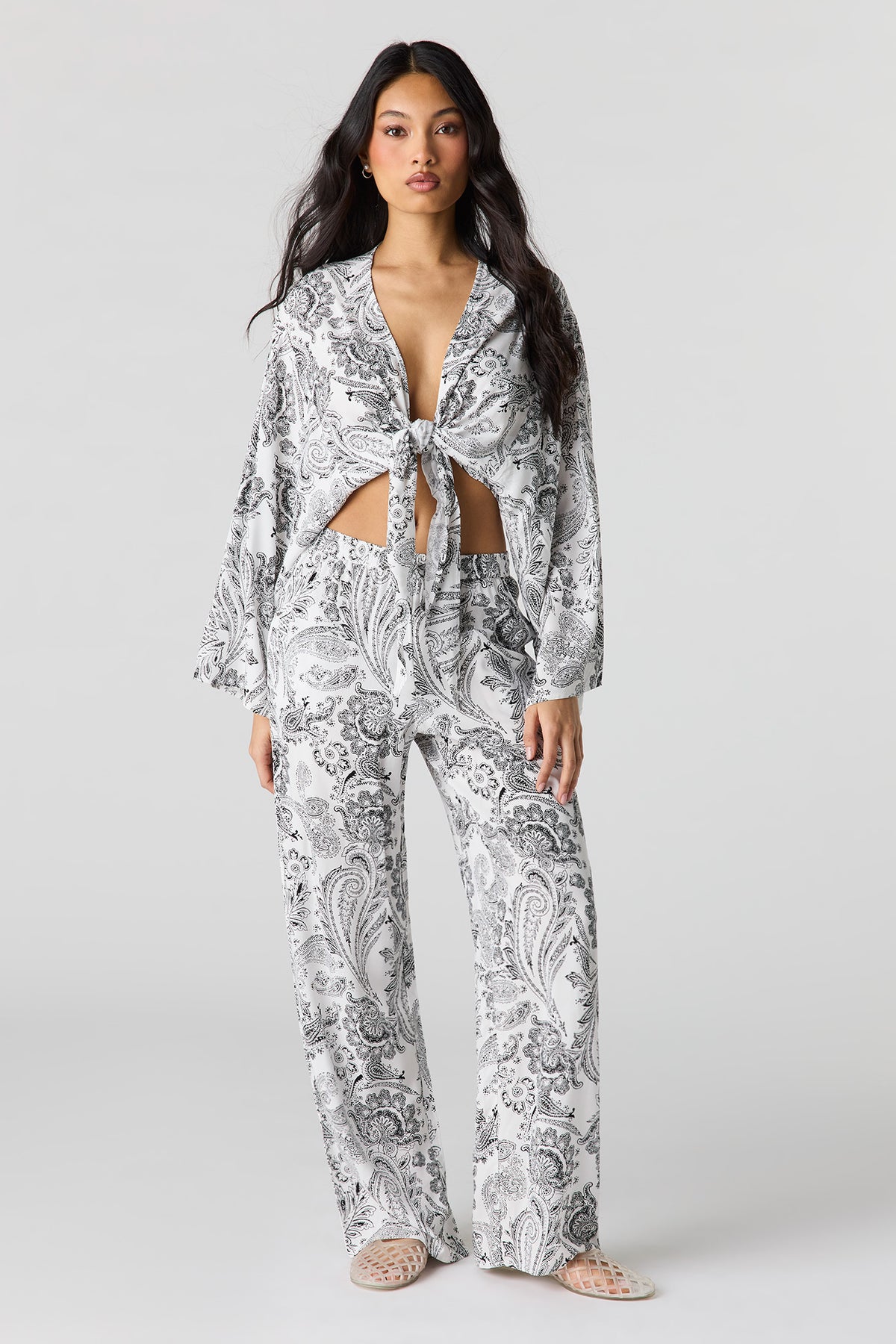 Alt View 3. Flowy Tie Front Shrug - White