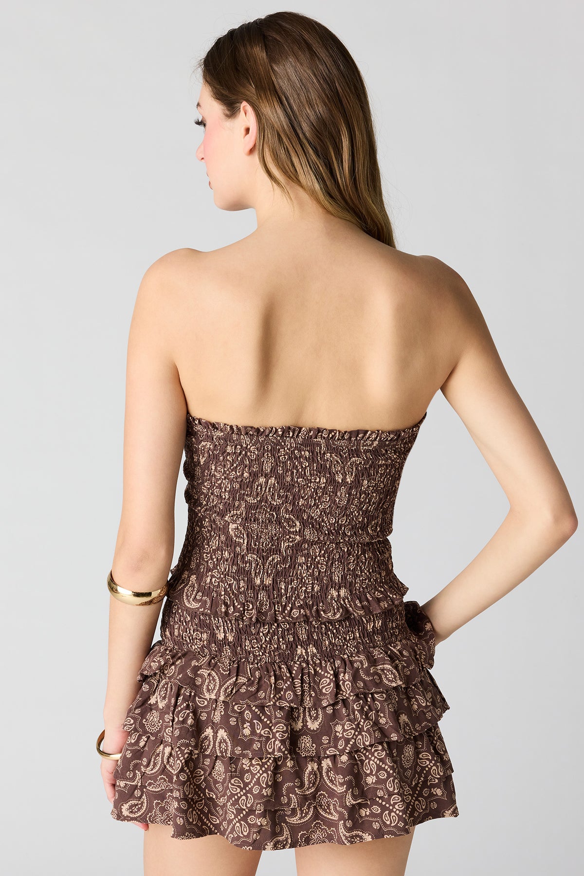 Alt View 2. Printed Tiered Skort - Brown