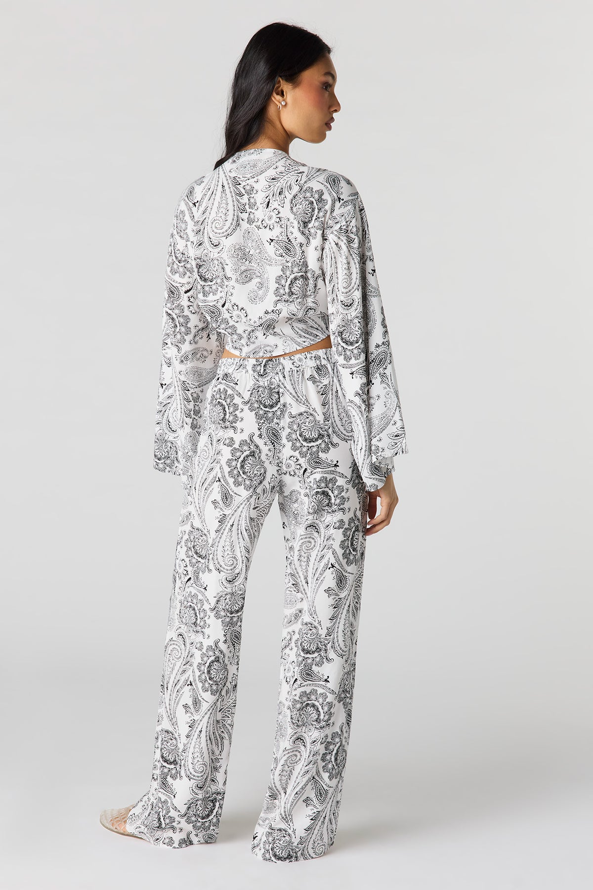 Alt View 3. Flowy Wide Leg Pant - White