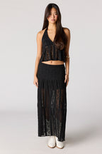 Jupe maxi fleurie en dentelle