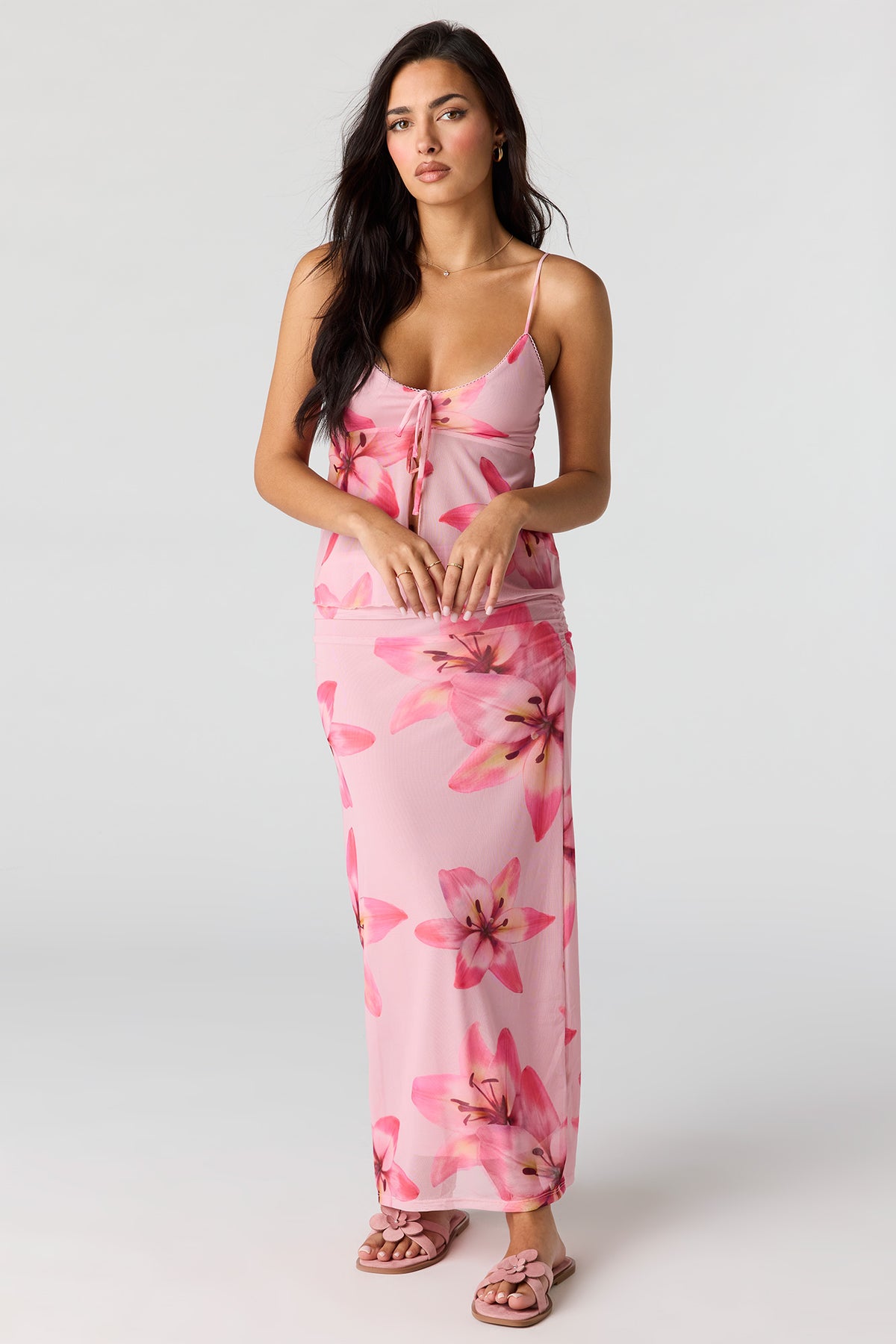 Mesh Maxi Skirt - Pink