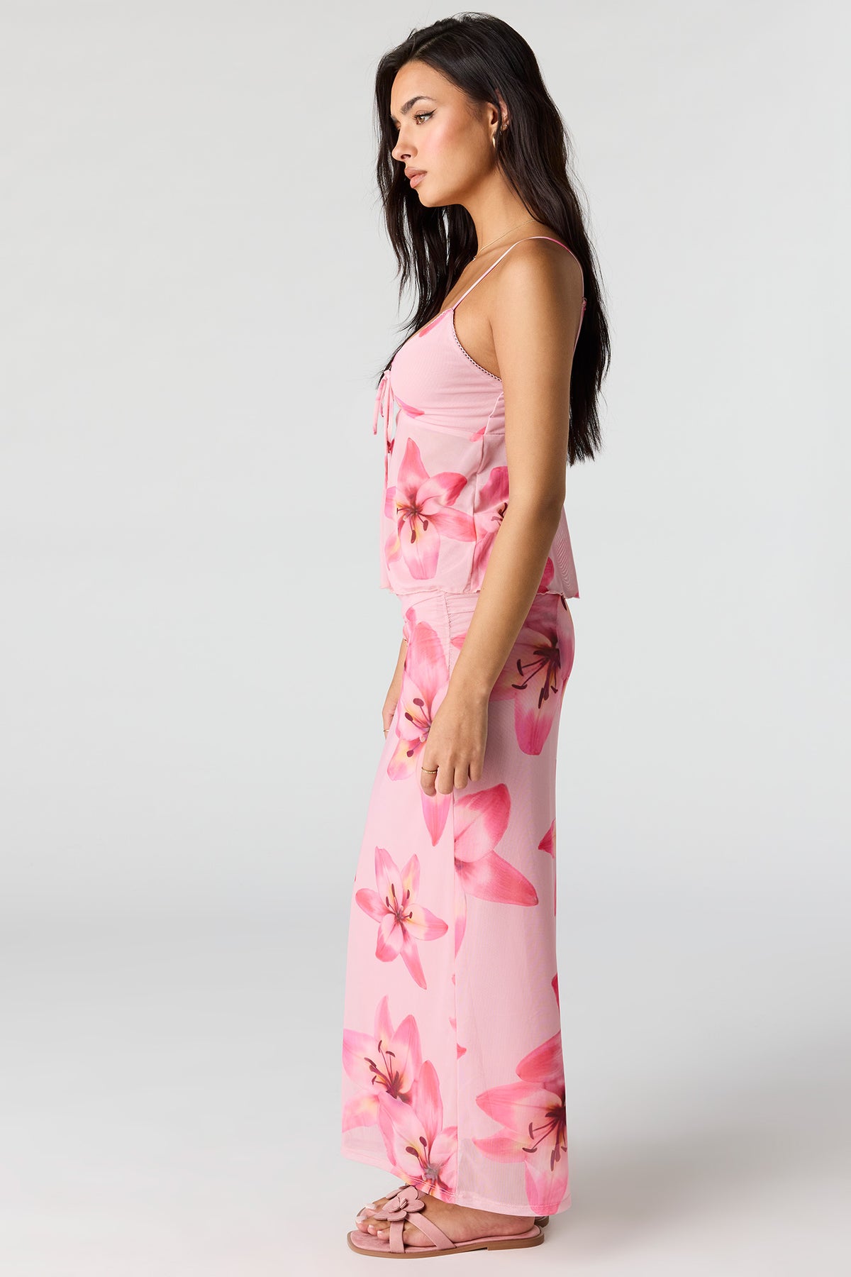 Alt View 2. Mesh Maxi Skirt - Pink