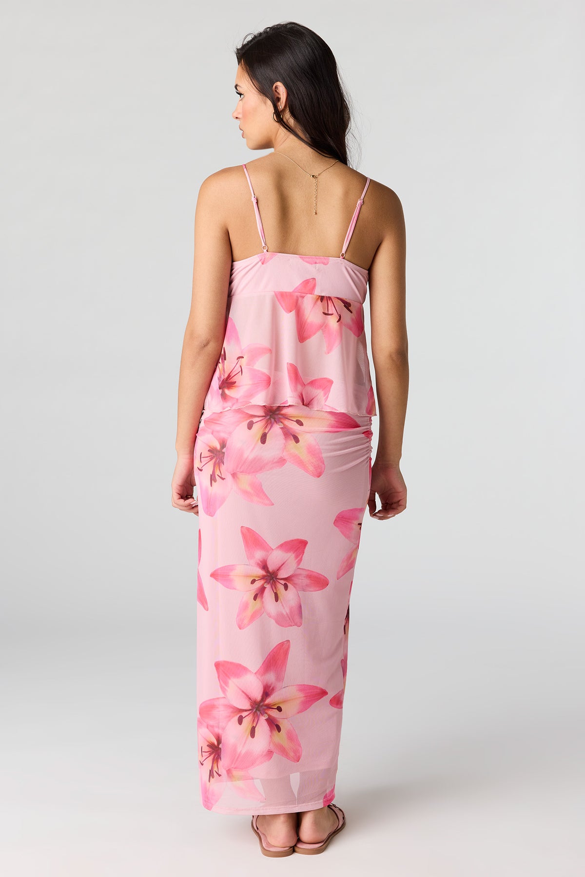 Alt View 3. Mesh Maxi Skirt - Pink