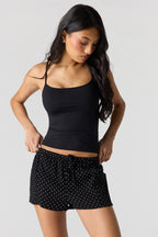 Short texturé à taille coulissante