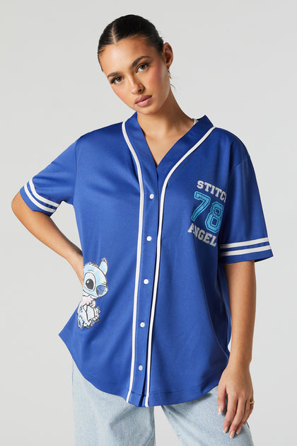 Stitch and Angel Graphic Baseball Jersey