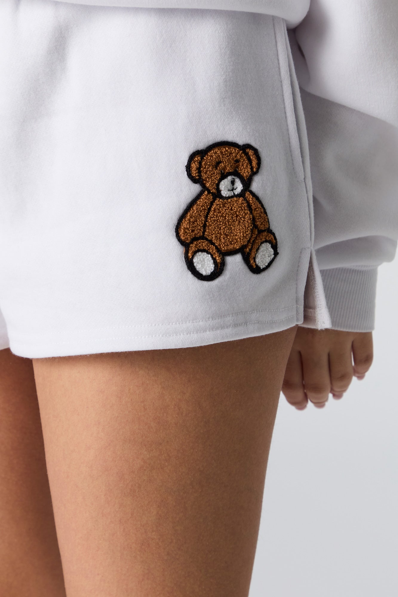 Teddy Chenille Embroidered Fleece Short