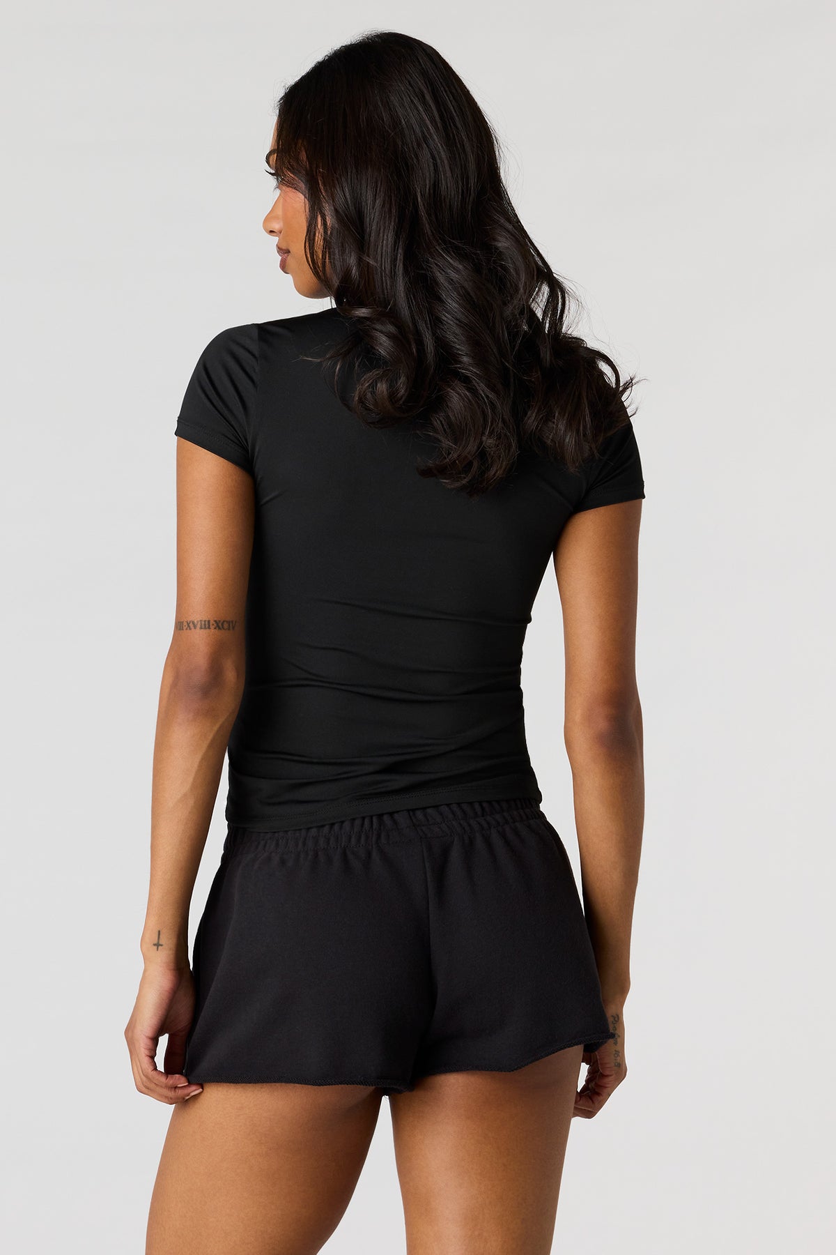 Alt View 2. Luxe French Terry Shortie - Black