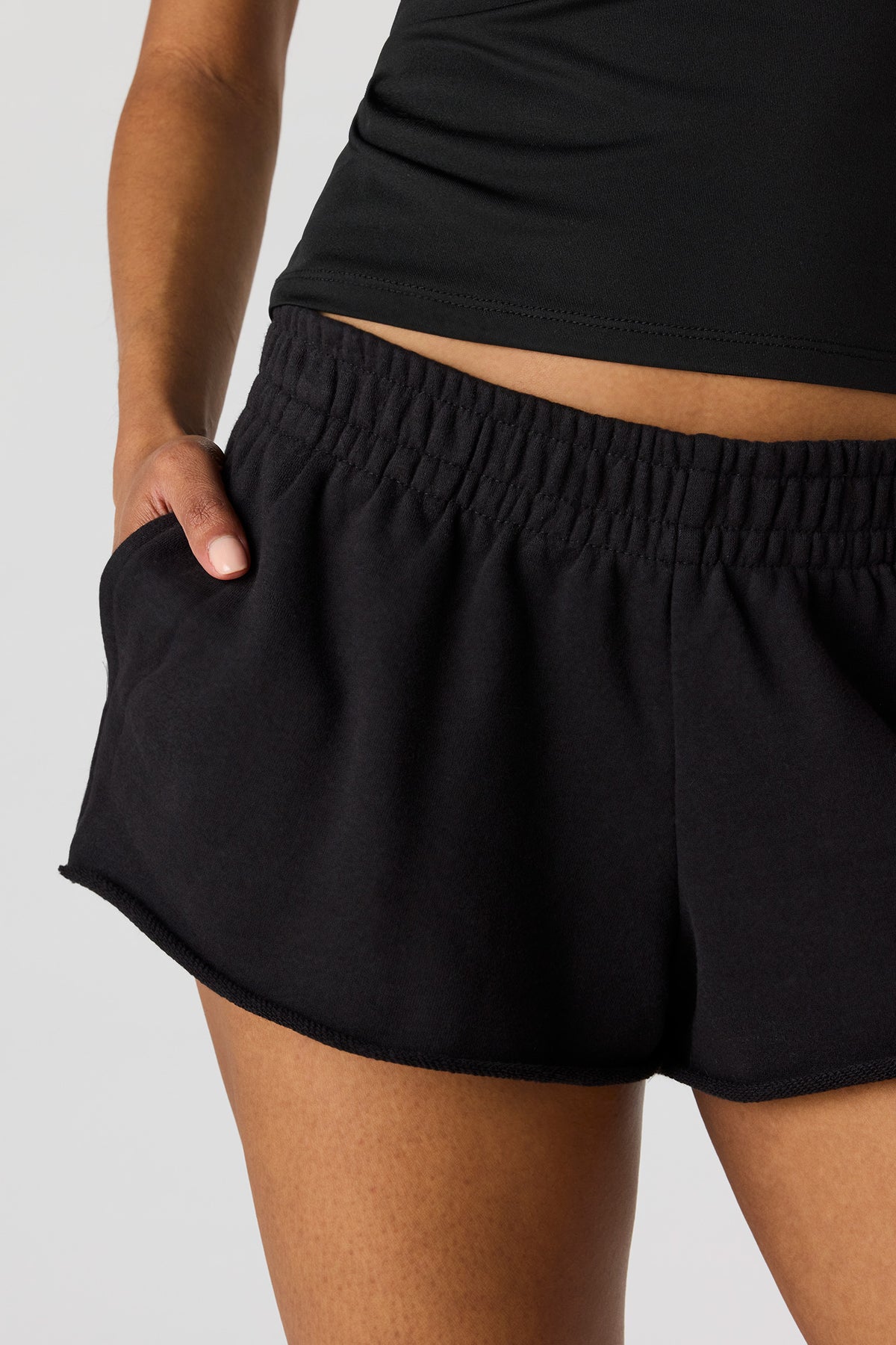 Alt View 4. Luxe French Terry Shortie - Black