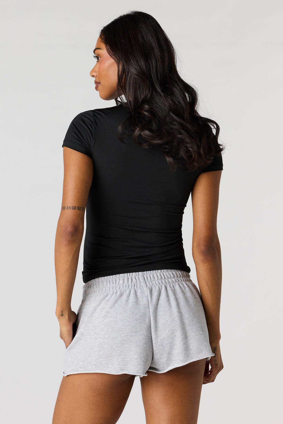 Alt View 2. Luxe French Terry Shortie - Heather Grey