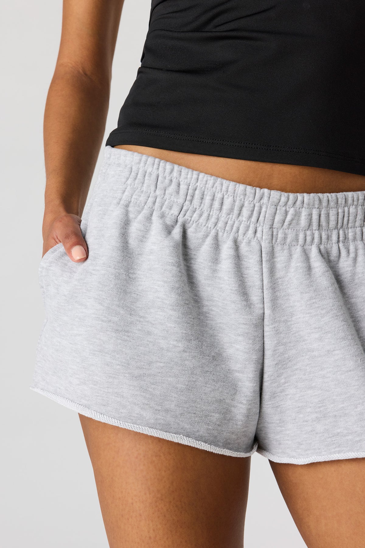 Alt View 4. Luxe French Terry Shortie - Heather Grey