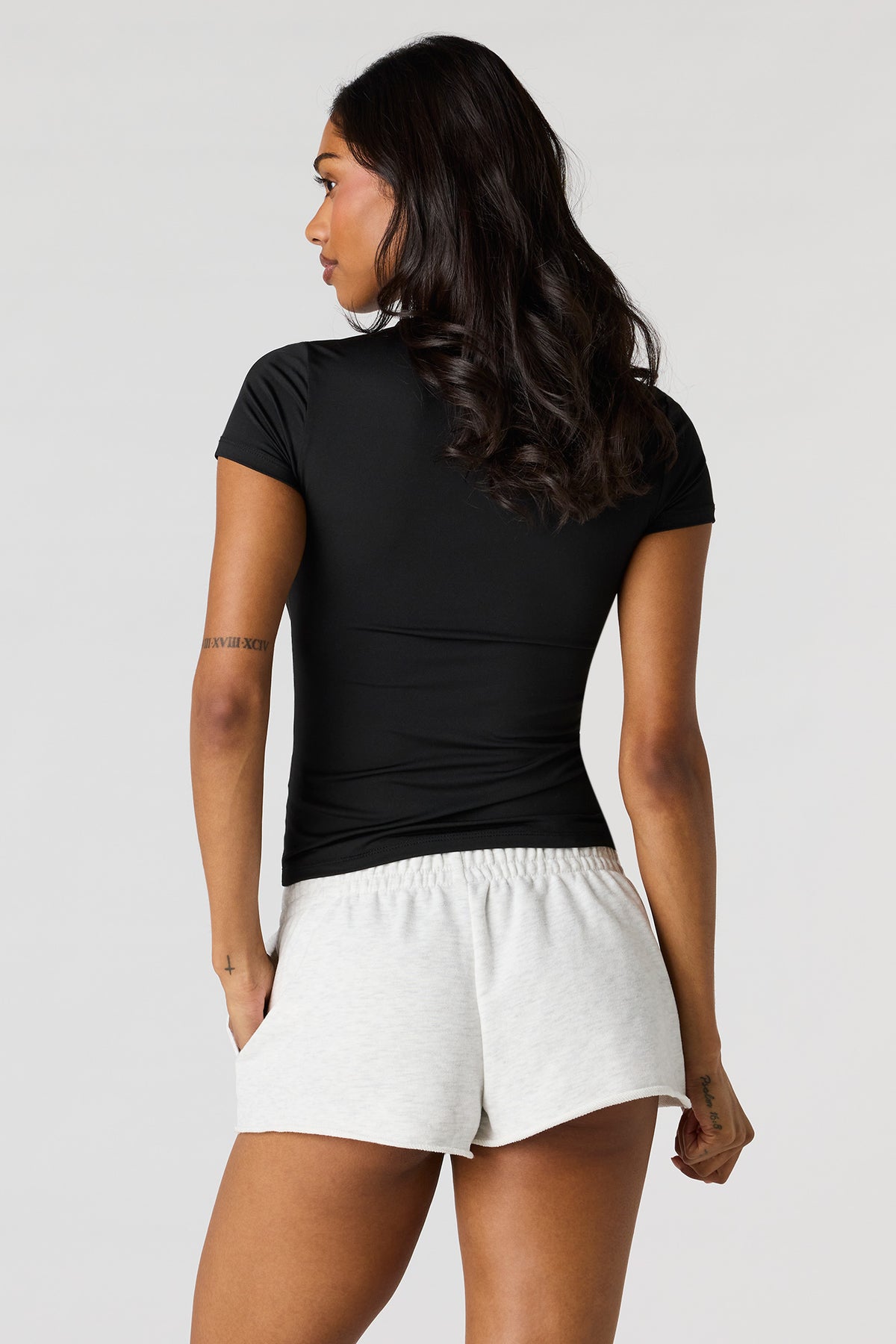 Alt View 2. Luxe French Terry Shortie - Light Grey