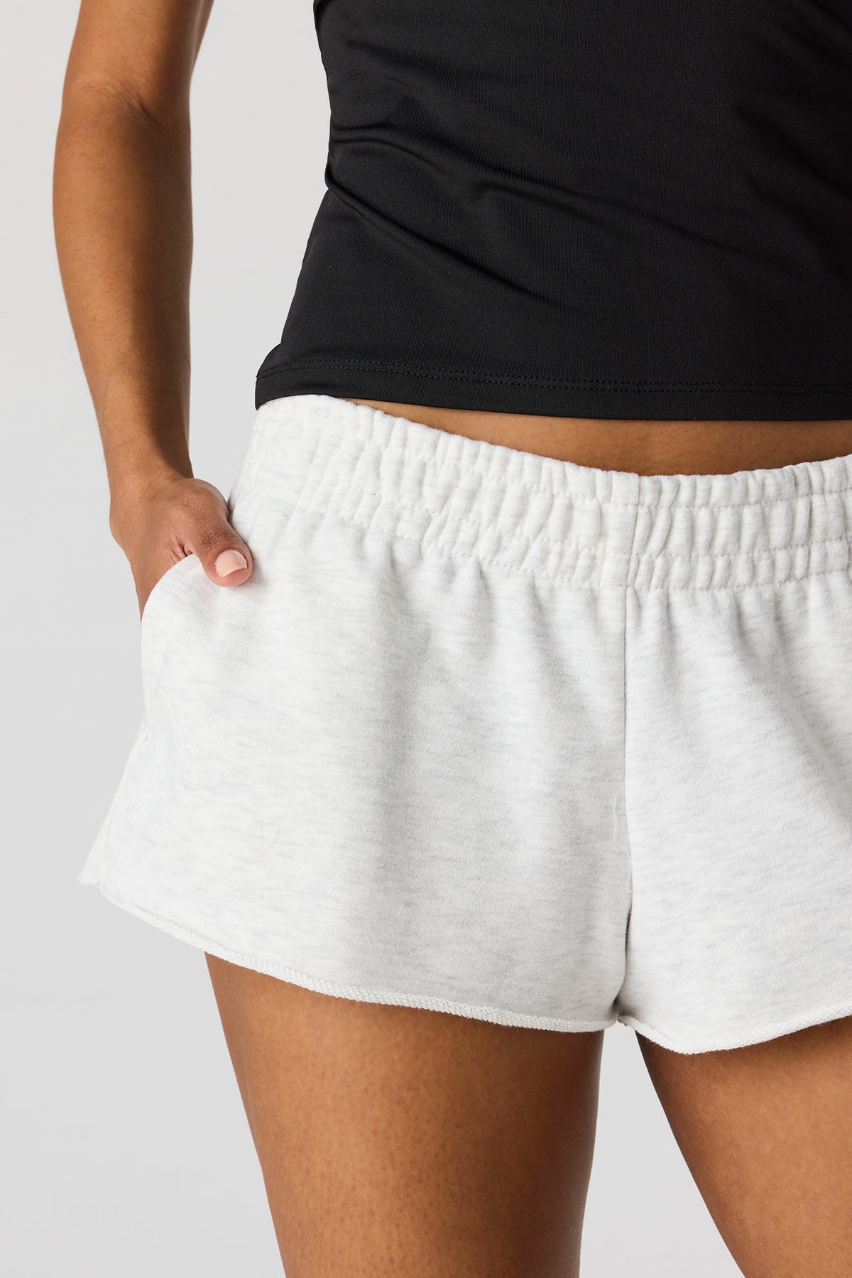 Alt View 4. Luxe French Terry Shortie - Light Grey