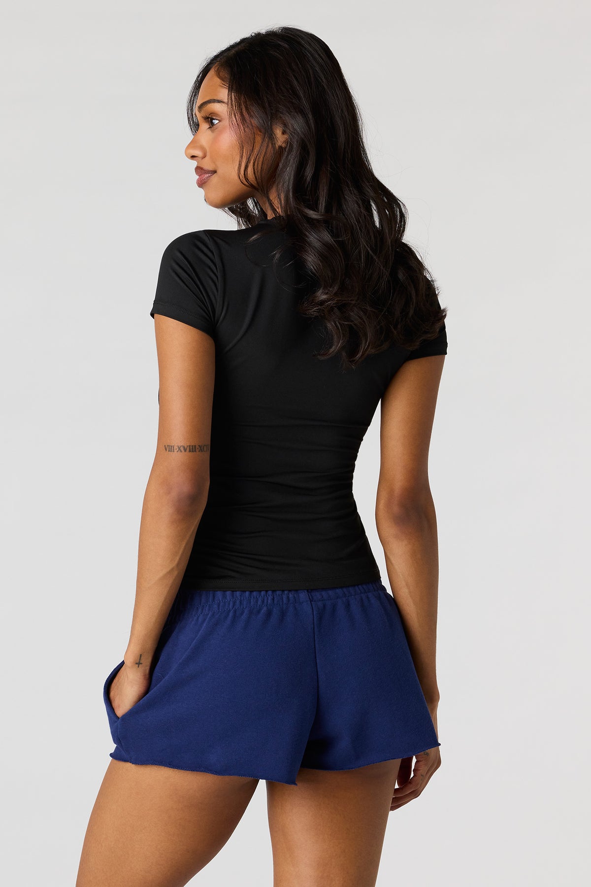 Alt View 2. Luxe French Terry Shortie - Navy