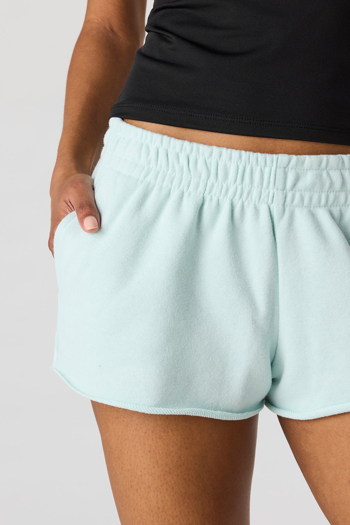 Alt View 4. Luxe French Terry Shortie - Light Blue
