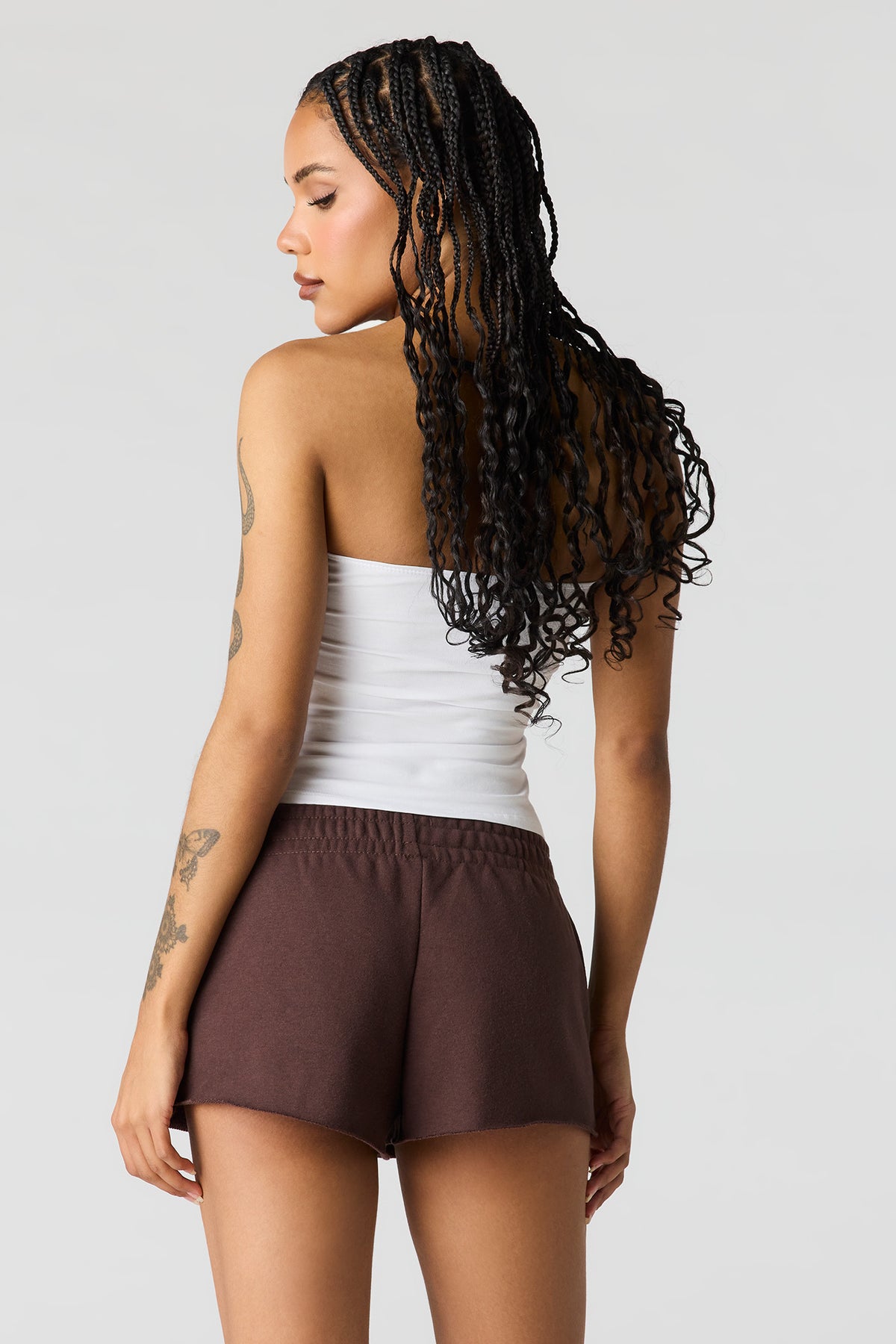 Alt View 2. Luxe French Terry Shortie - Brown