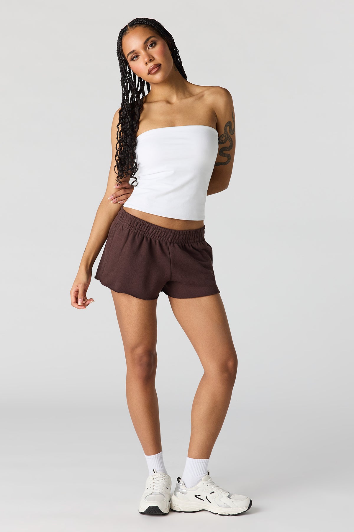 Alt View 3. Luxe French Terry Shortie - Brown