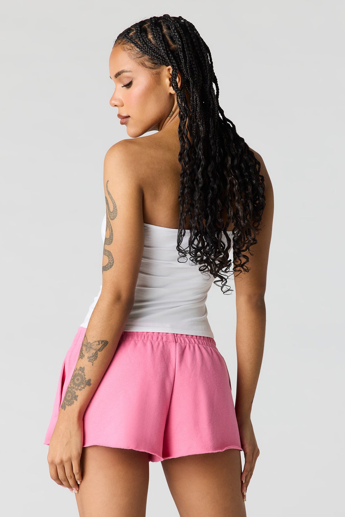 Alt View 2. Luxe French Terry Shortie - Pink