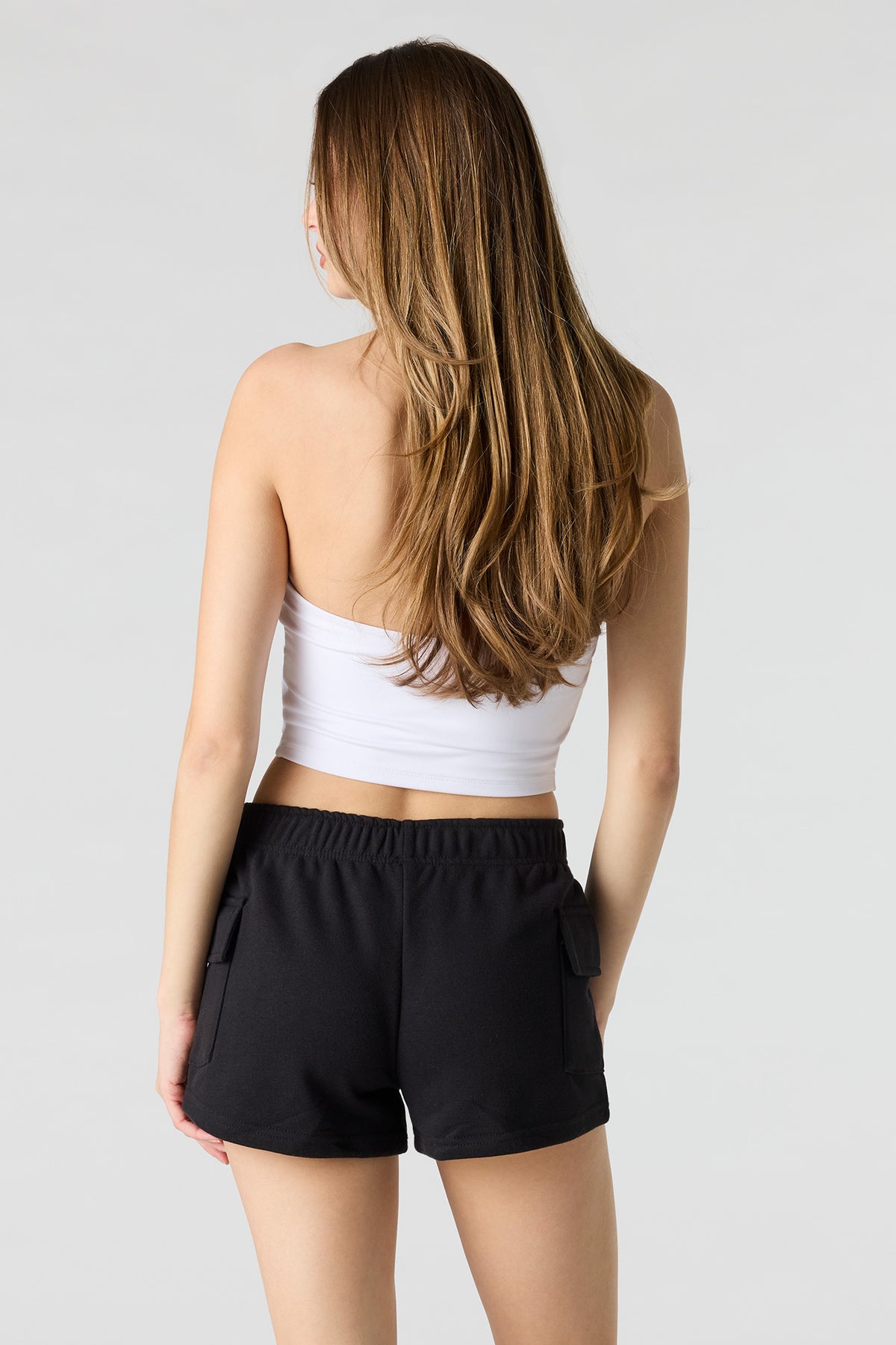 Alt View 2. Luxe French Terry Cargo Shortie - Black